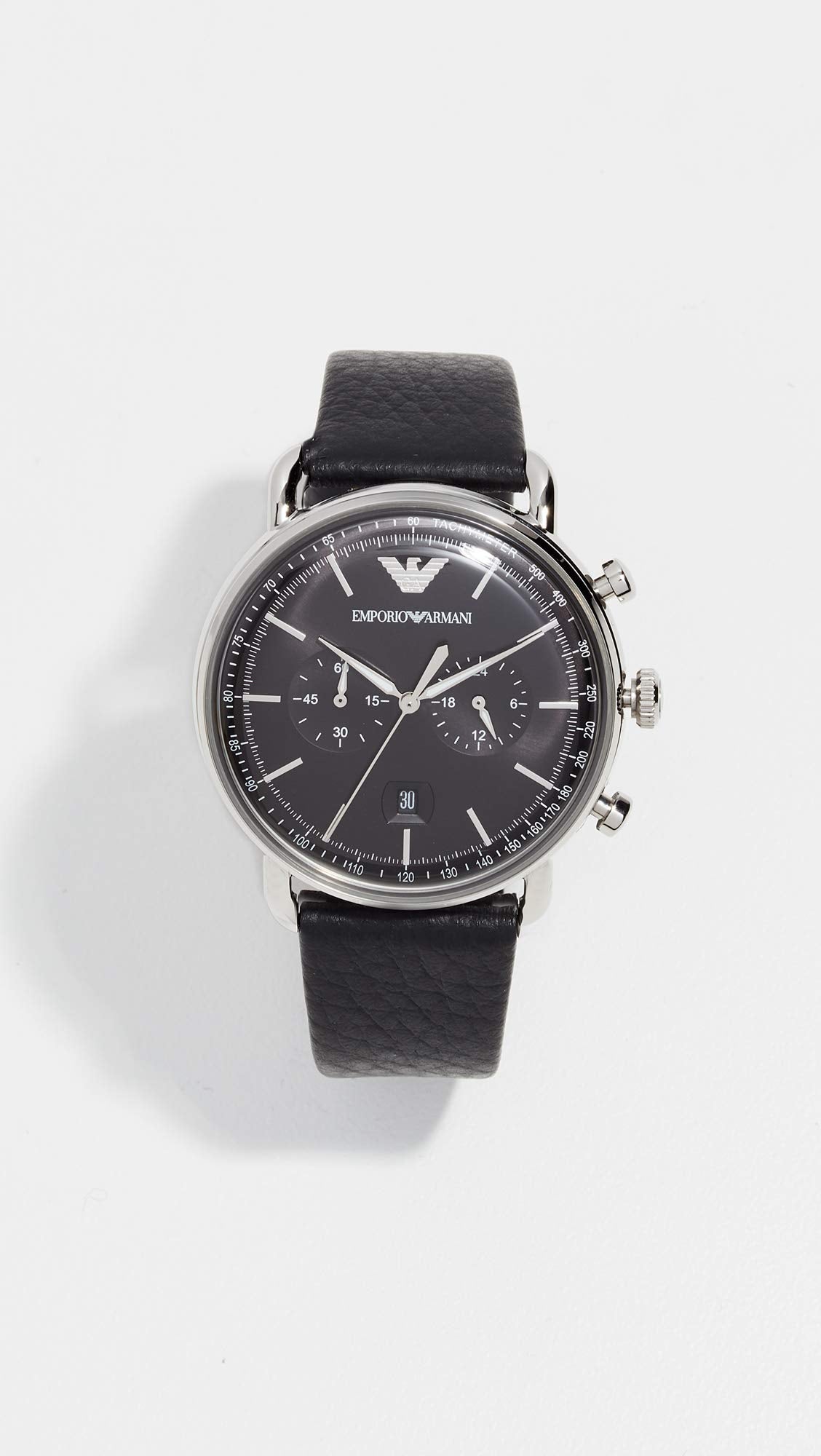 Emporio Armani Men's Chronograph Black Leather Watch (Model: AR11143)