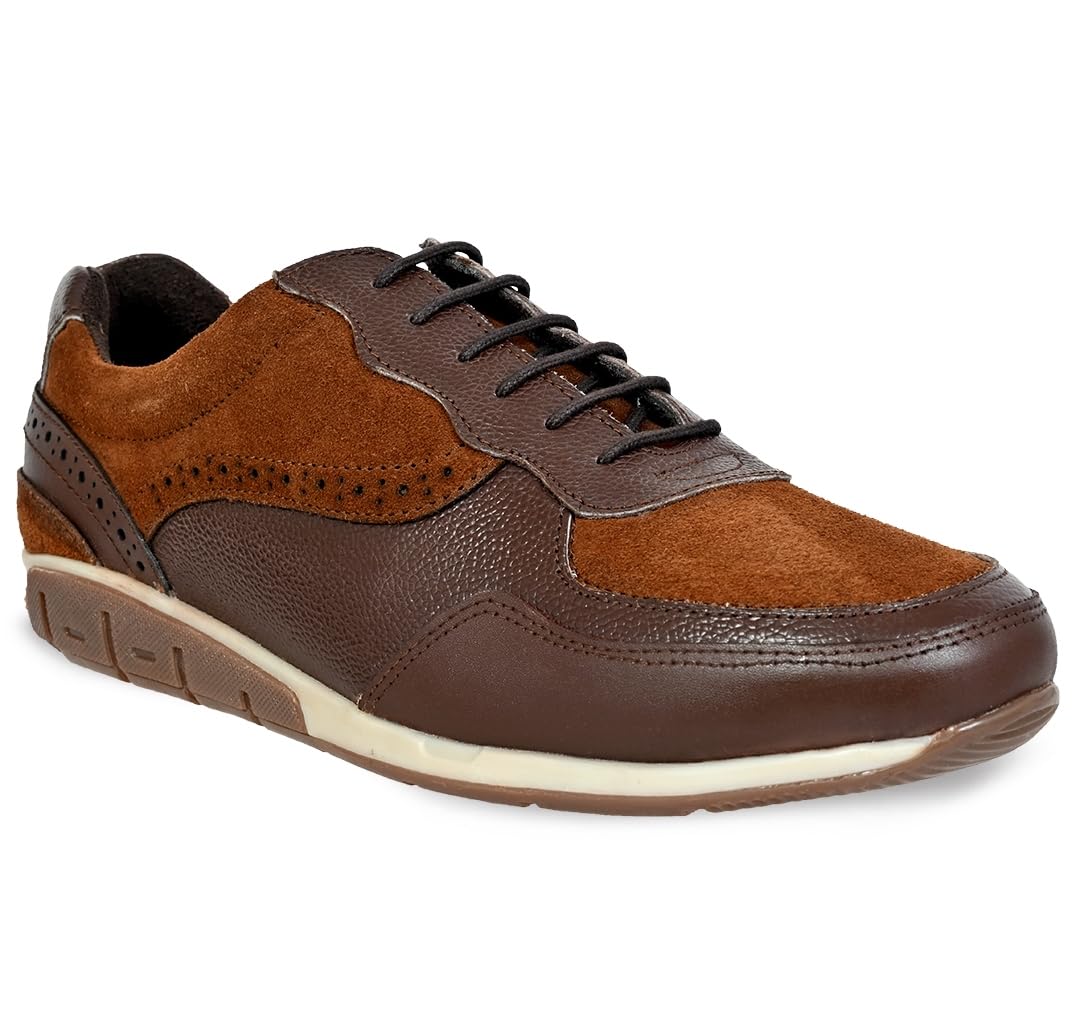 Allen Cooper Men Brown&Tan Leather Casual Shoes for Men  8 UK 8