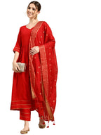 Libas WomenS Viscose Rayon Salwar Suit Set (Gs711_Red