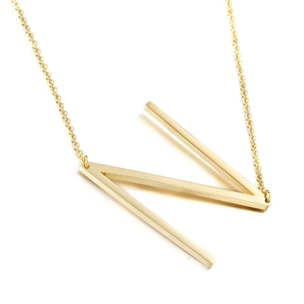 Memgift Gold Necklace for Women Initial Big Letter Birthday Gifts for Her Alphabet N Christmas Gifts