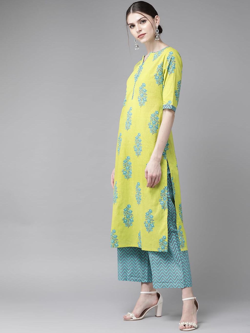Libas WomenS Cotton Kurta Sets (20197_Green