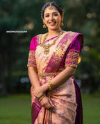 Flosive Ayn WomenS Present Banarasi Soft Lichi Silk Saree Beautiful Jacquard Rich Pallu Design Work Zari Woven Silk Style Saree