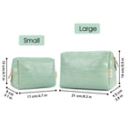 Narwey Large Vegan Leather Makeup Bag Zipper Pouch Travel Cosmetic Organizer for Women (Large, WX-Green)