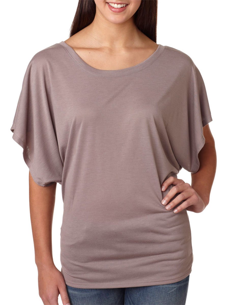 Ladies Flowy Draped Sleeve Dolman T-Shirt - BLAcK - S(D0102H7WHQX)