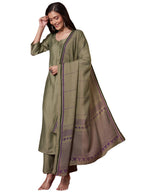 ANNI DESIGNER Womens Rayon Viscose Solid Straight Kurta with Pant & Dupatta (Raja Saab Green-VKS14_4XL_Green_XXXX-Large)