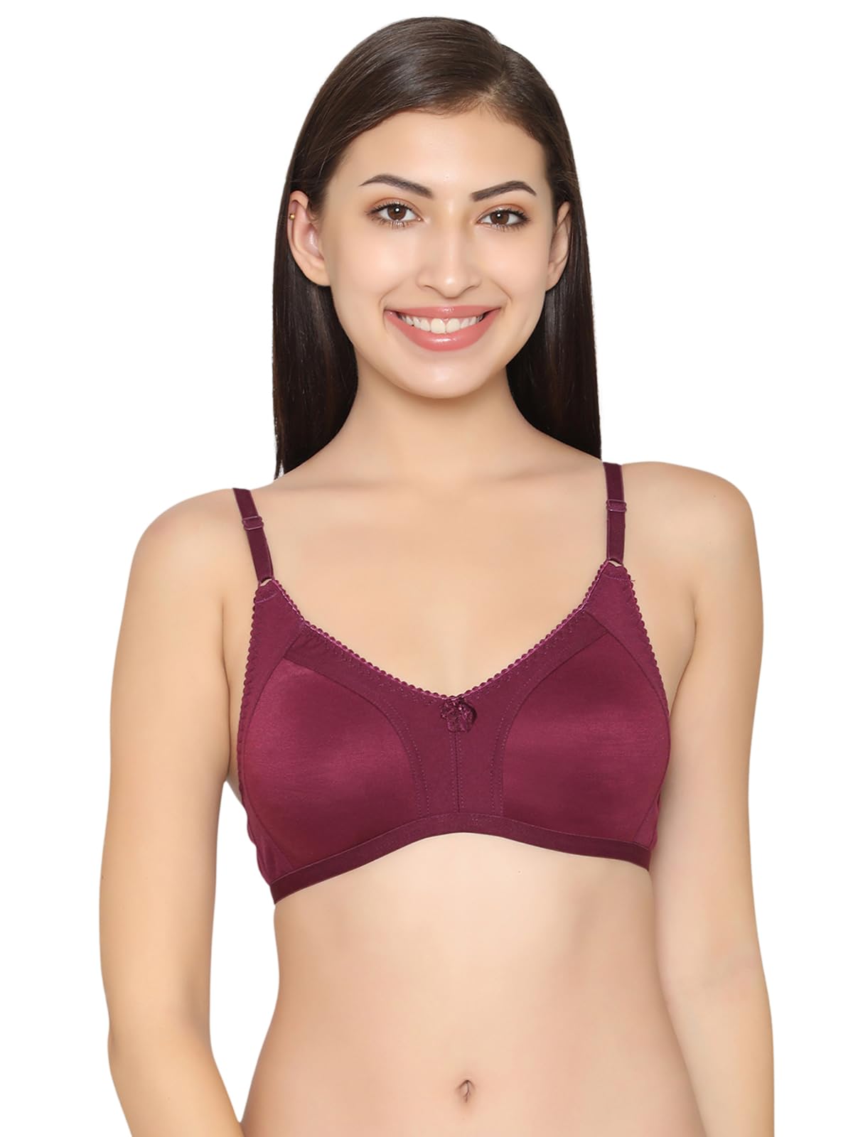 Clovia Cotton Rich Non-Wired Spacer Cup T-Shirt Bra (BR1448P12_Purple_40B)