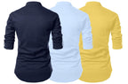Finivo Fashion Combo Of MenS Cotton Blend Solid Full Sleeve Short Kurta