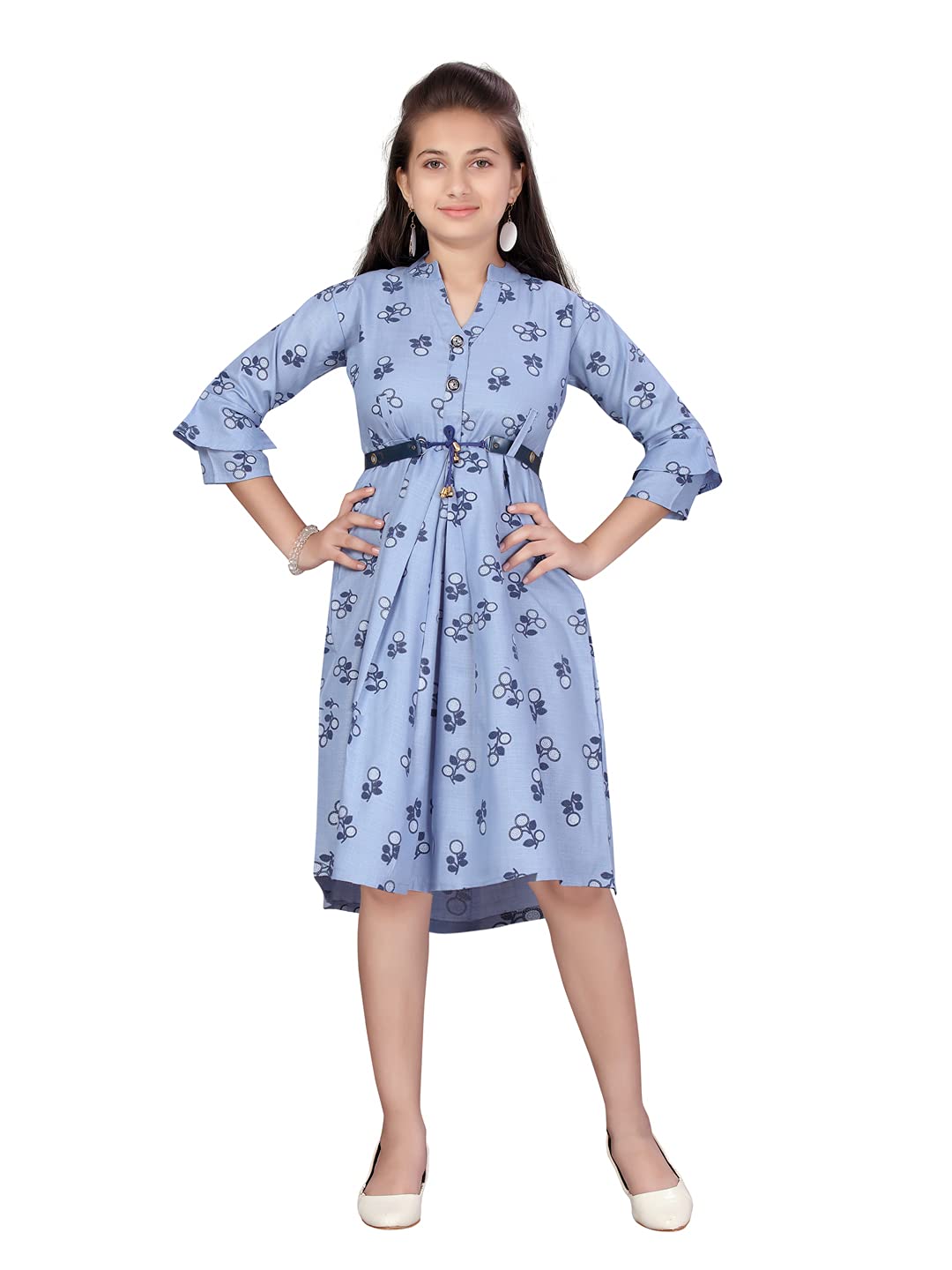 Aarika Girls Skater Regular fit Cotton Middi(MD-1679-Blue-34)