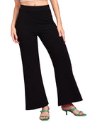 POPWINGS Casual High-Waist Flared Trouser for Women | High-Rise Trouser Pant for Women | Flared Trousers for Women Formal Office