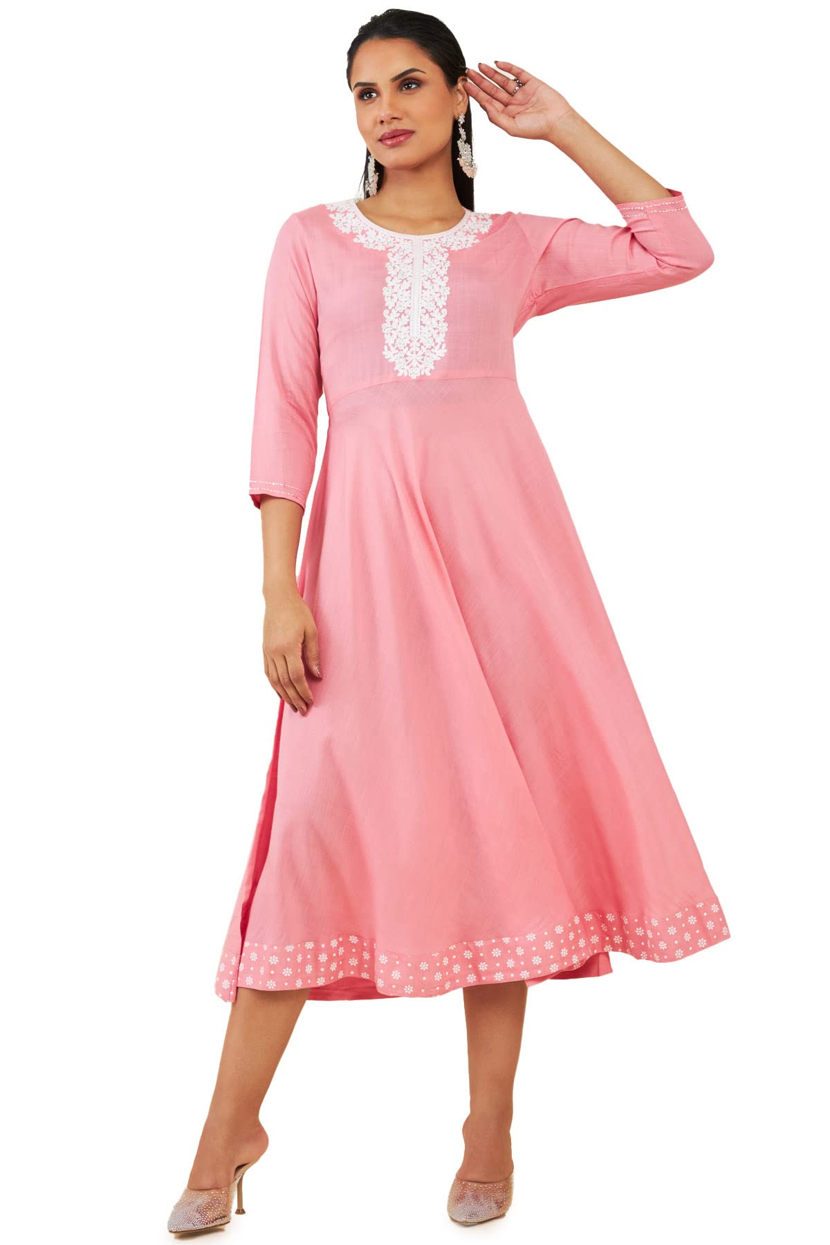 Soch Women Rayon Embroidered Dress Kurta