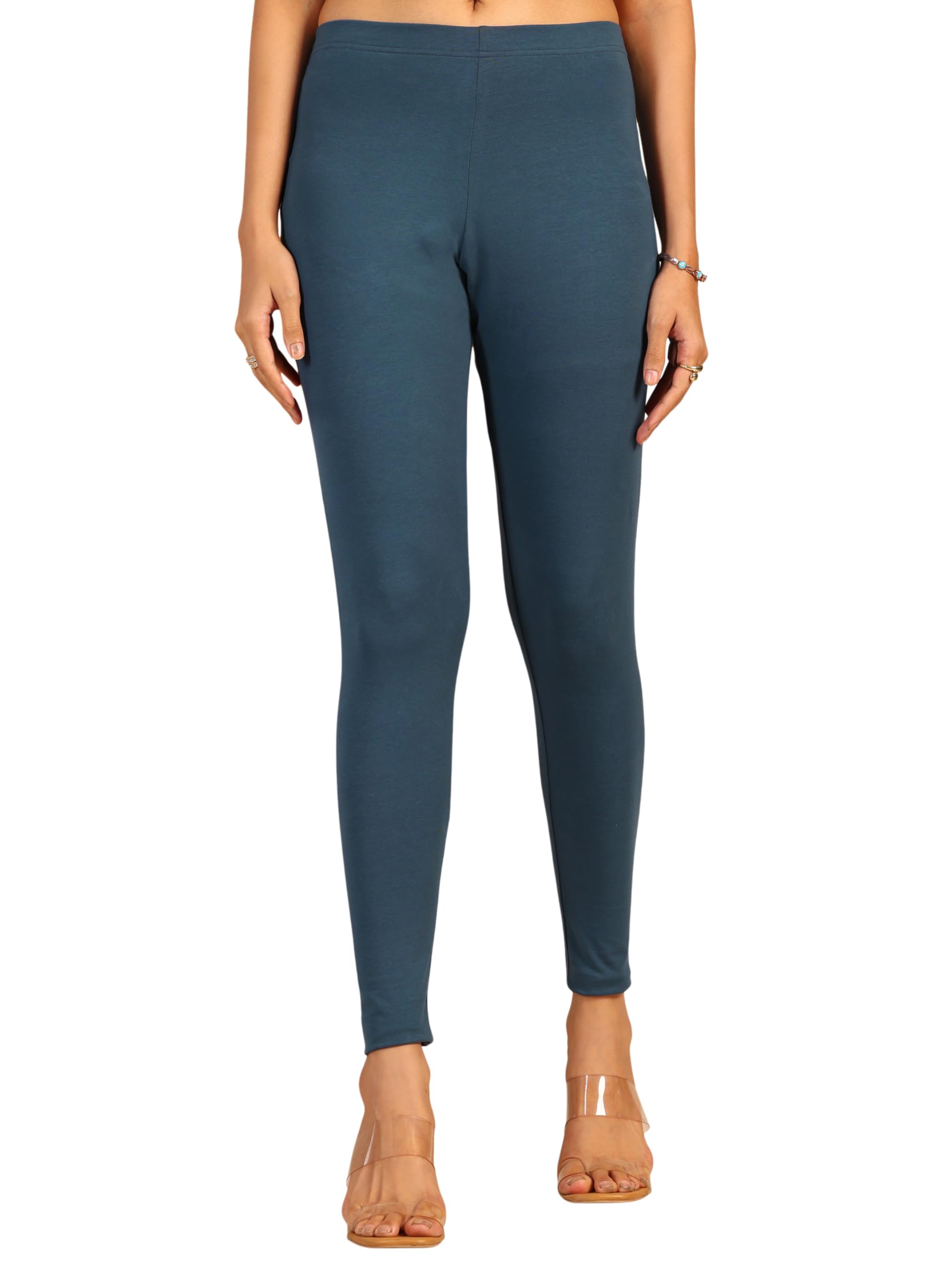 Gerua by Libas Solid Cotton Blend Regular Leggings Teal