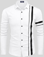 Zartha MenS Regular Fit Striped Pattern Cotton Blend Shirt With Spread Collar Long Sleeve And Standard Length | Shirt For Man W