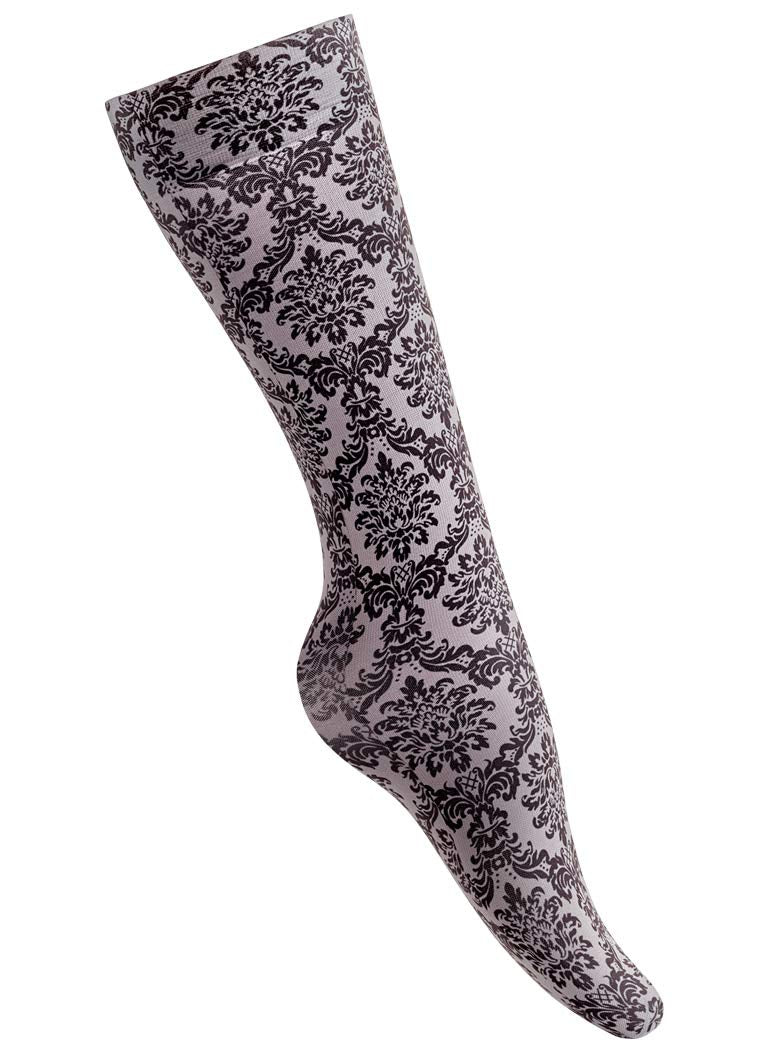 RedMoby Celeste-Stein-CMPS-1932 8-15 mmHg Compression Sock - Victorian Damask on Grey