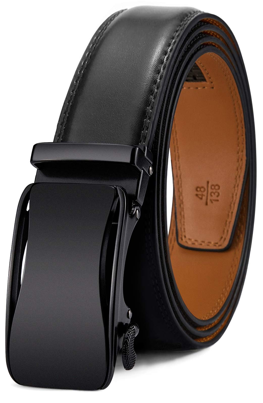 Mens Ratchet Belt,Bulliant Leather Adjustable Slide Belt For Mens Dress Casual Pant 1 3/8,Size Adjustable 1-38