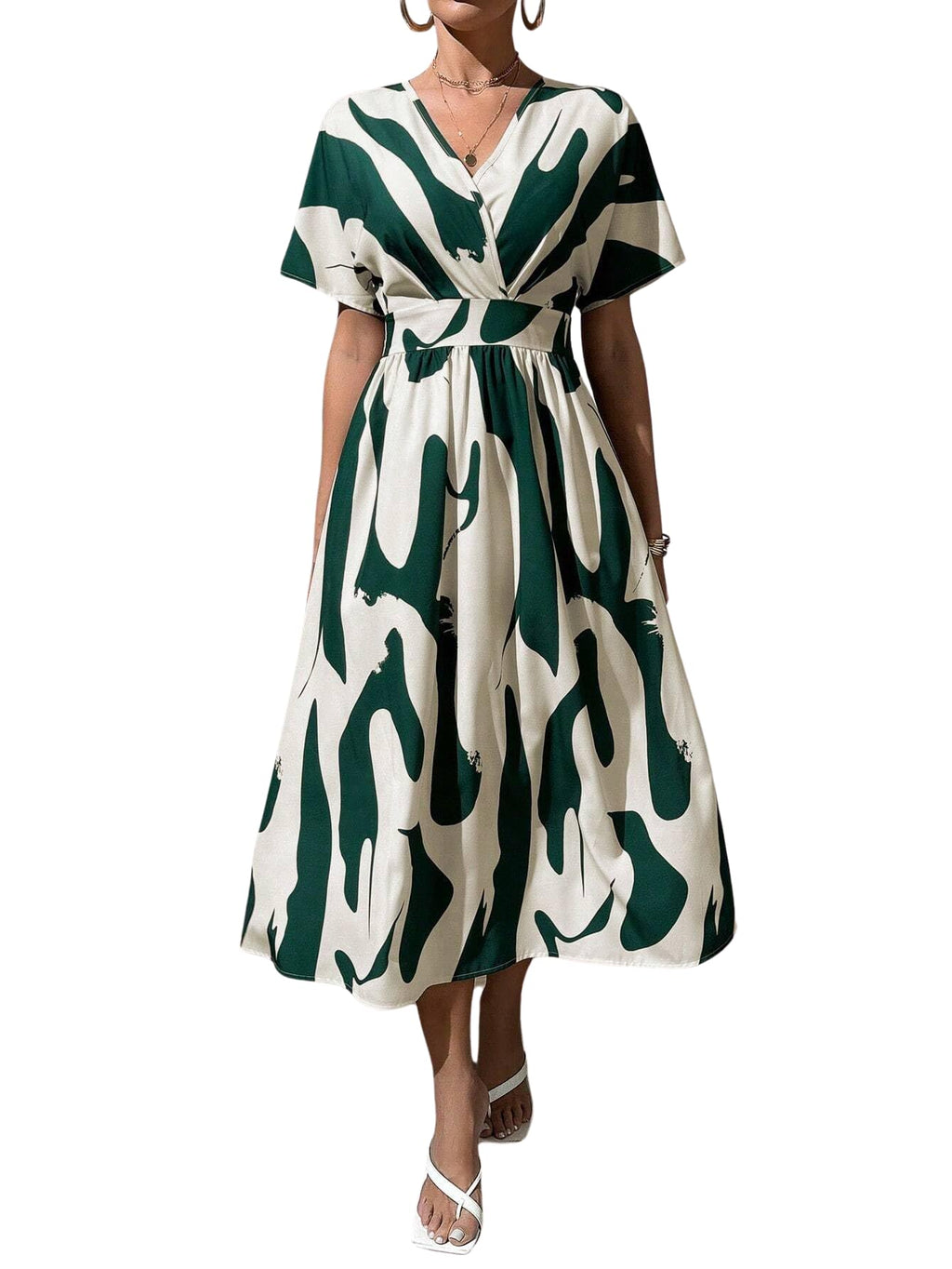Leriya Fashion Midi Dress for Women | One Piece Dress for Women | Beach Dress for Women (XX-Large, Green)