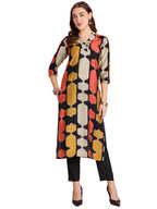 ANNI DESIGNER Womens Rayon Blend Straight Printed Kurta with Pant (SURDAS Black_L_Black_Large)