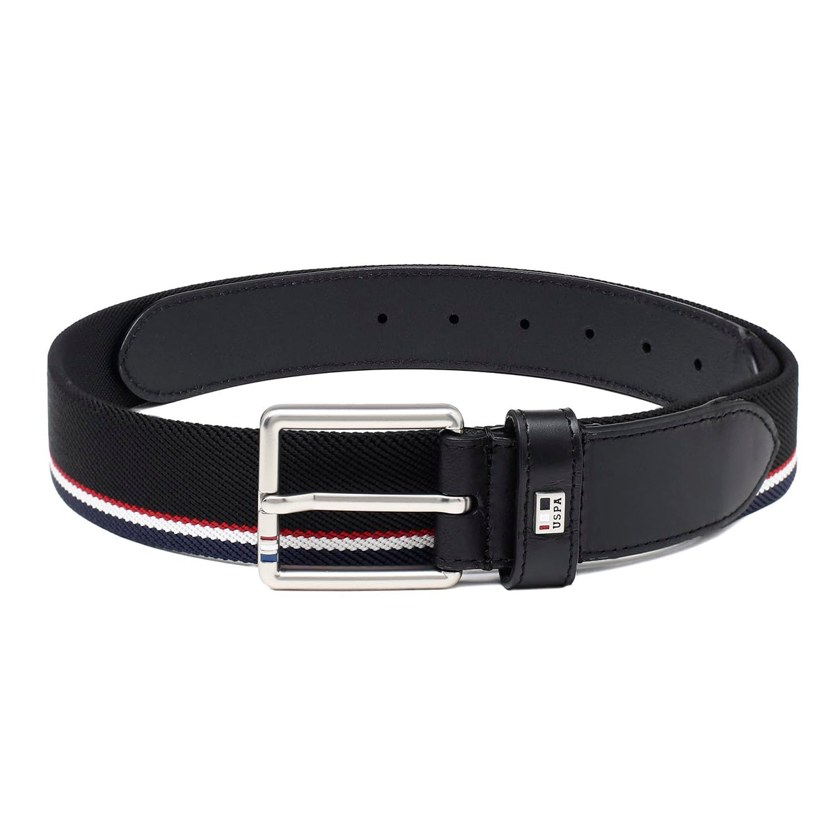 U.S. Polo Assn. Men Navy Textured Striped Print Belt 34