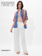 The Souled Store Carnelian Women and Girls Short Sleeves Collared Neck Button Front Open Knit Structured Boyfriend Shirts