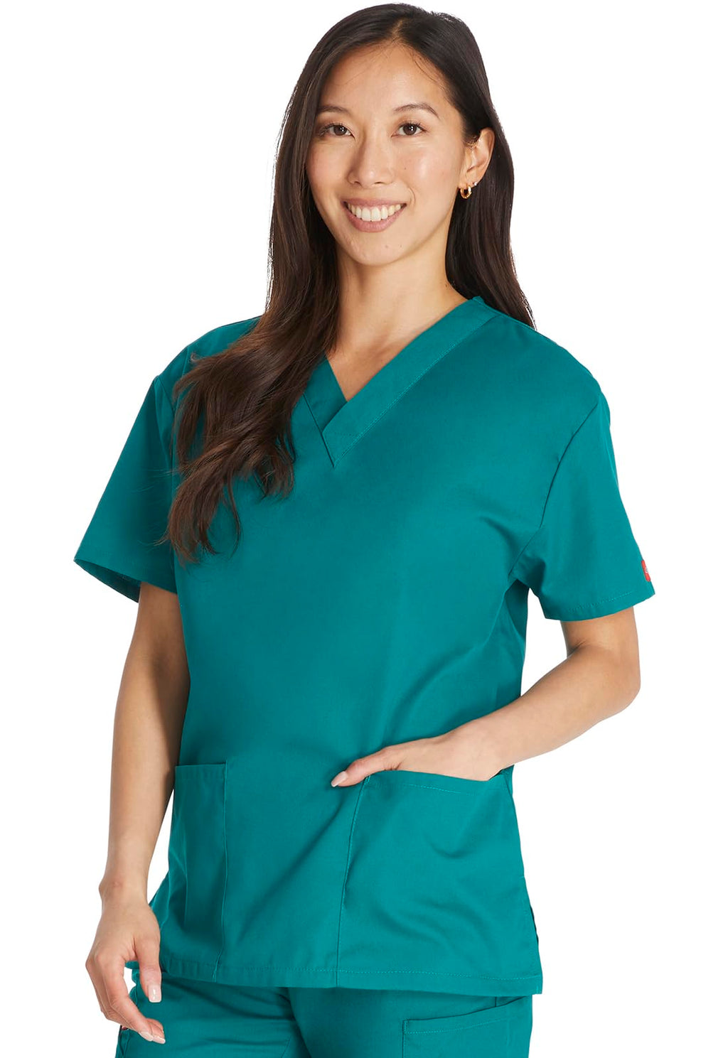Dickies Women's EDS Signature Scrubs 86706 Missy Fit V-Neck Top, Hunter, X-Large