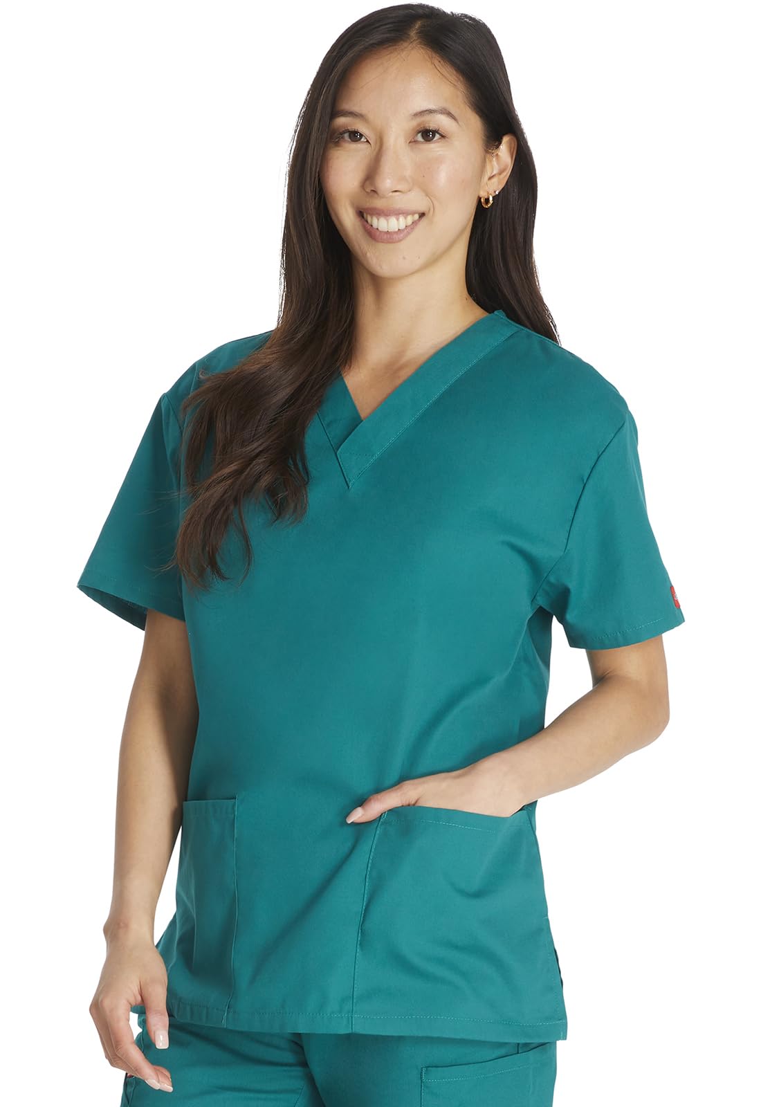 Dickies Women's EDS Signature Scrubs 86706 Missy Fit V-Neck Top, Hunter, X-Large