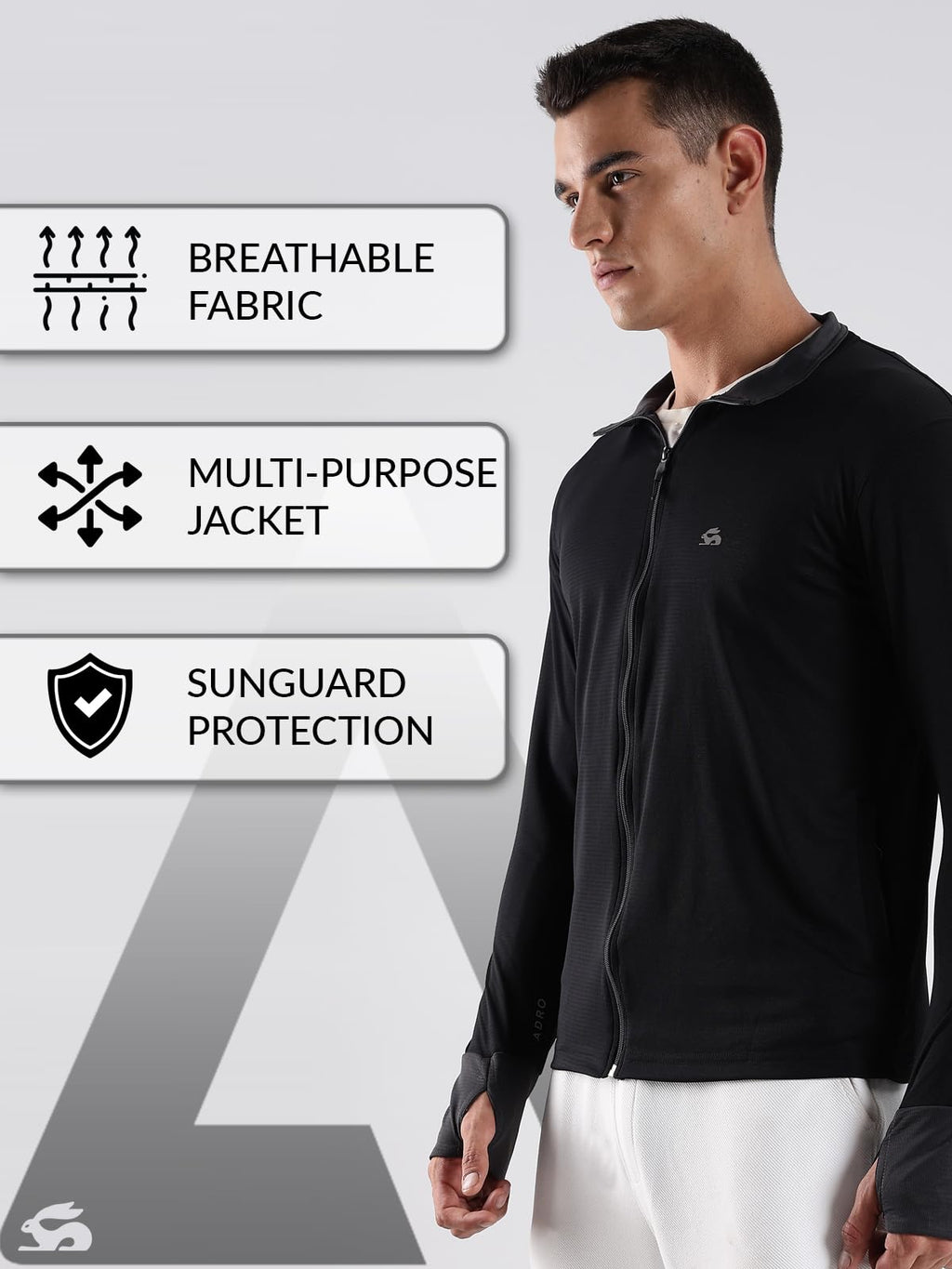 ADRO Sunscreen Jacket for Men UV Sun Advanced Protection Running Jackets For Men Biker Jackets with Zipper Sports jacket for men