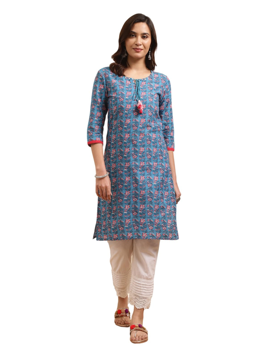 Rangita Blue Cotton Printed Straight Kurta With Pant | Kurta Set For Women_Xl