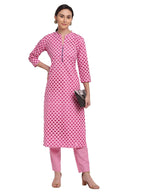 ANNI DESIGNER Womens Cotton Printed Straight Kurta with Palazzo (REVATHI Pink_XXL_Pink_XX-Large)