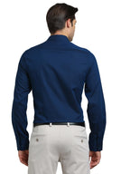 Turtle Men 100% Cotton Slim Fit Indigo Blue Dobby Print Formal Shirt