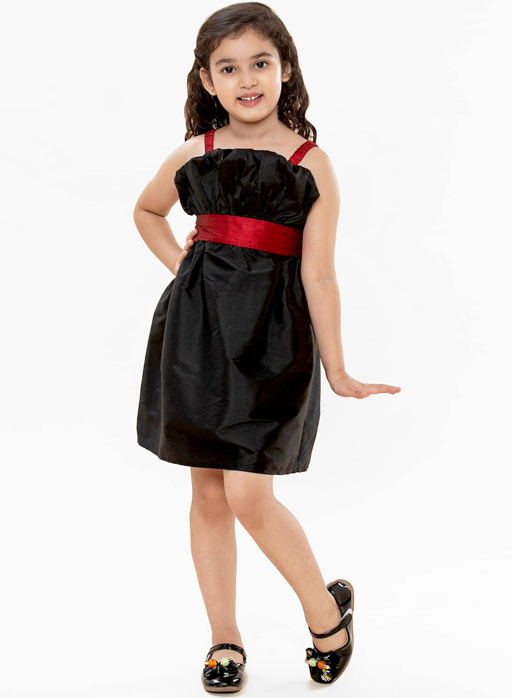 A.T.U.N. (ALL THINGS UBER NICE) Girls Special Occasion Party Frock Dress Black-Maroon