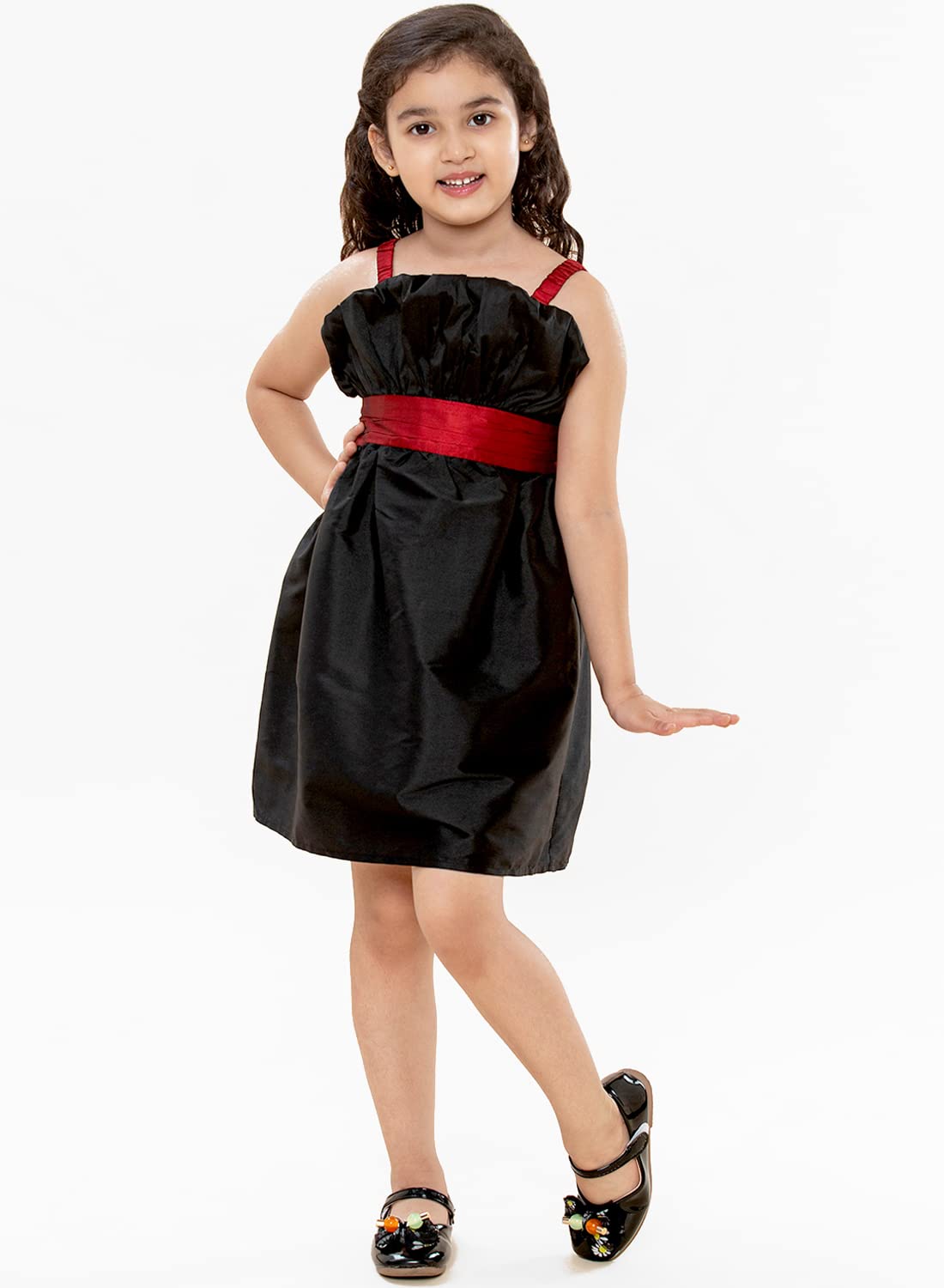 A.T.U.N. (ALL THINGS UBER NICE) Girls Special Occasion Party Frock Dress Black-Maroon