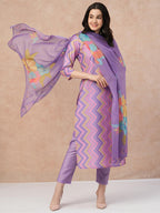 ANNI DESIGNER Women s Rayon Blend Kurta with Trousers and Dupatta, purple, 36