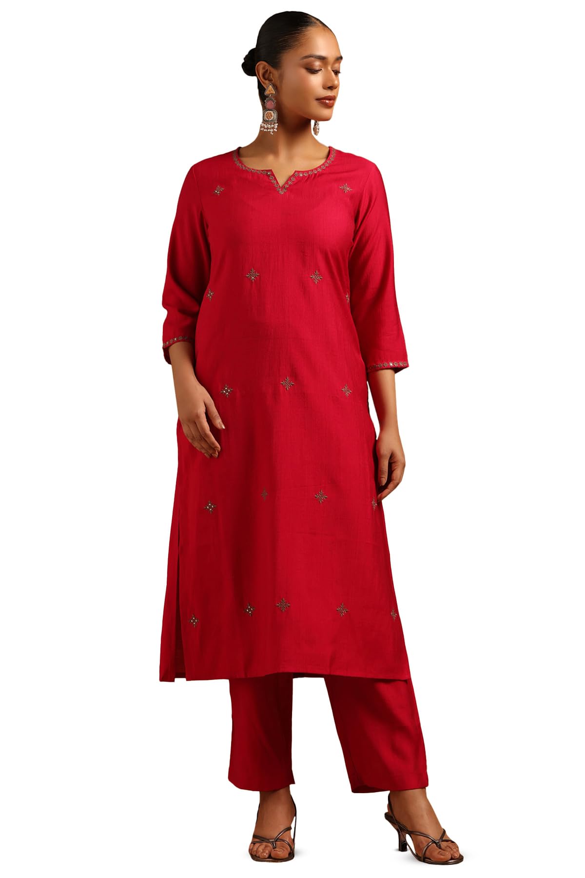 Soch Women Desert Storm Floral Kurta Set with Machine Embroidery and Sequin Details