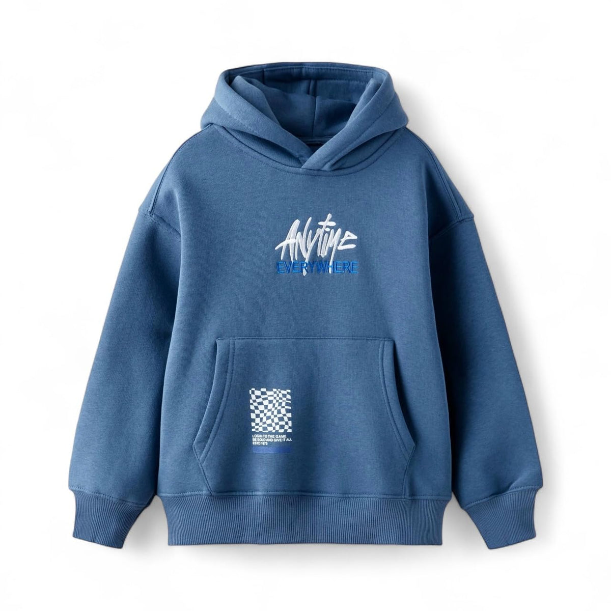 Alan Jones Clothing Printed Oversize Cotton Blend Loose Fit Hoodies for Boys (Blue_1314 Years) 13-14