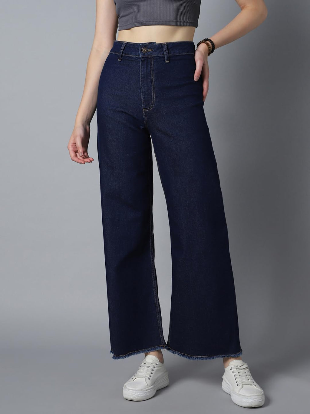 High Star Women Straight Fit High-Rise Clean Look Stretchable Jeans