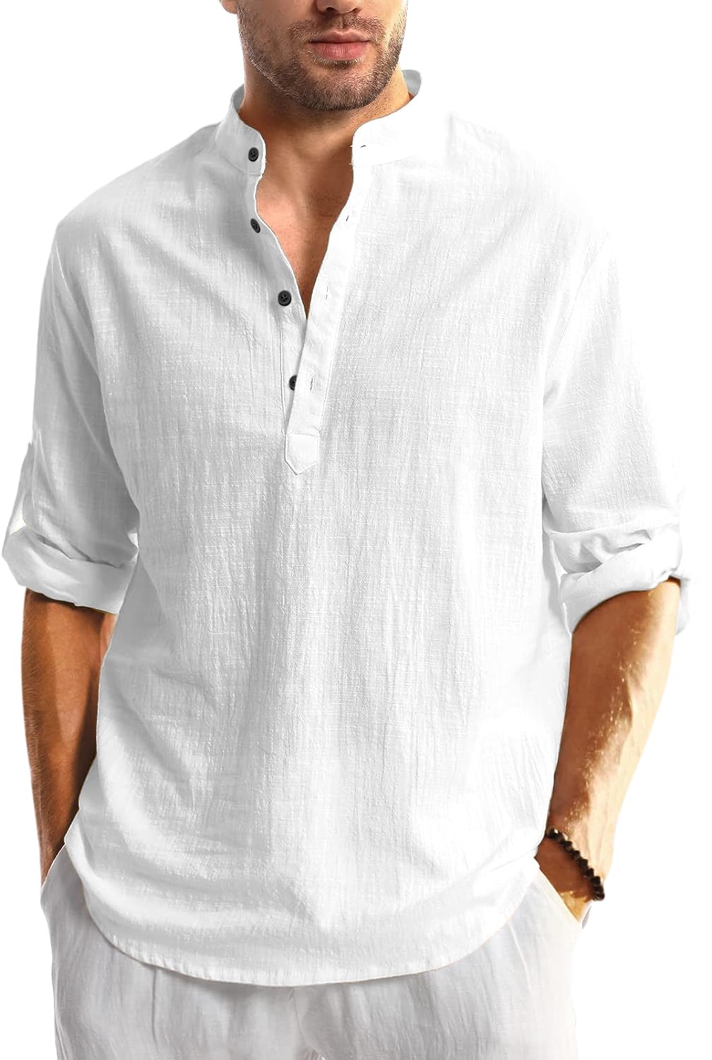 Bellstone Mens Solid Regular Fit Shirt (KURTA1600_White_M