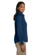 Ladies 65 oz Long-Sleeve Denim Shirt - DARK DENIM - S(D0102H76FTP)