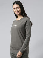Enamor E079 Crew Neck Stretch Cotton Basic Sweatshirt for Women with Long Sleeves