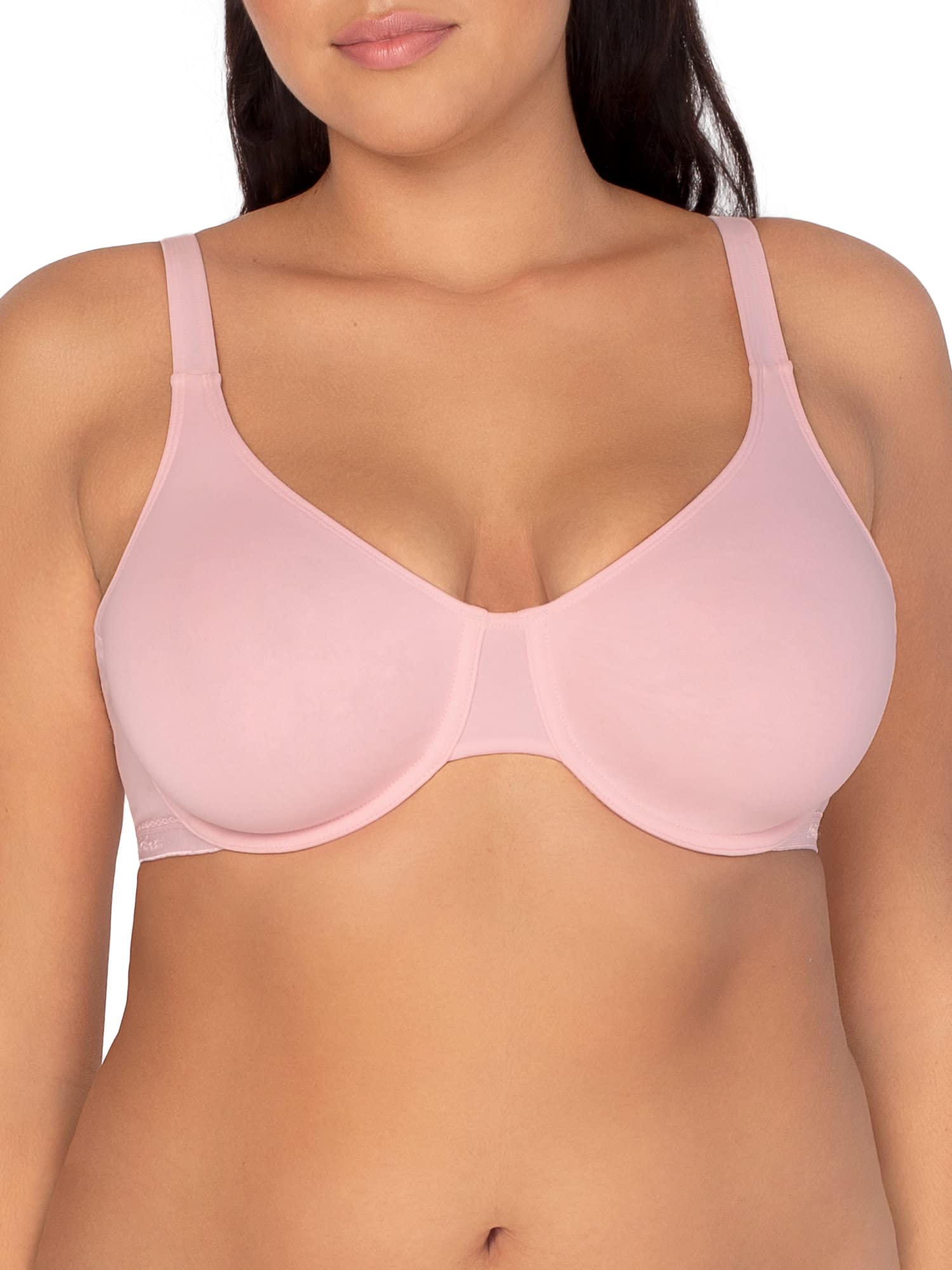 Fruit of the Loom Women's Unlined Underwire Bra-Cotton & Spandex Blend for Natural Shape and Flexibility, Bittersweet Pink/WHT/G