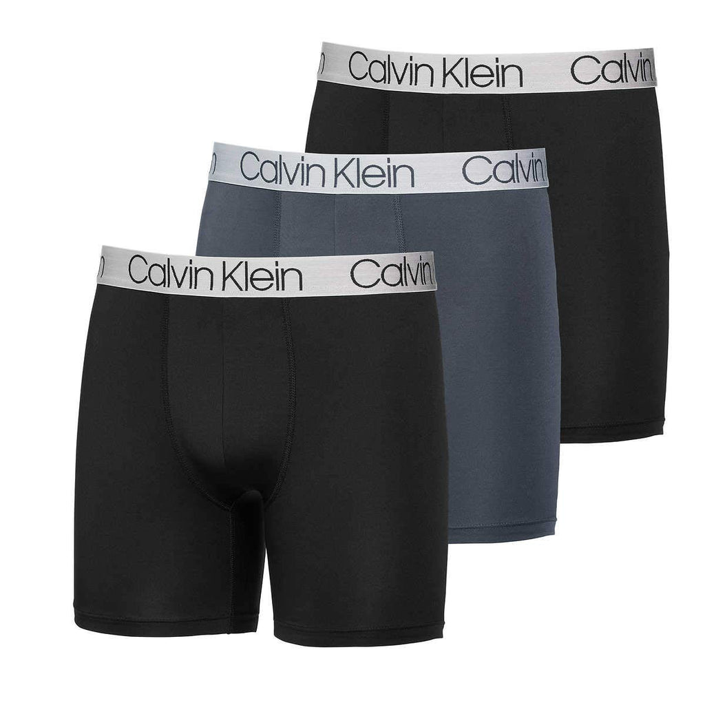 Calvin Klein Mens 3 Pack Chromatic Microfiber Boxer Briefs (Black/Grey/Black, X-Large)