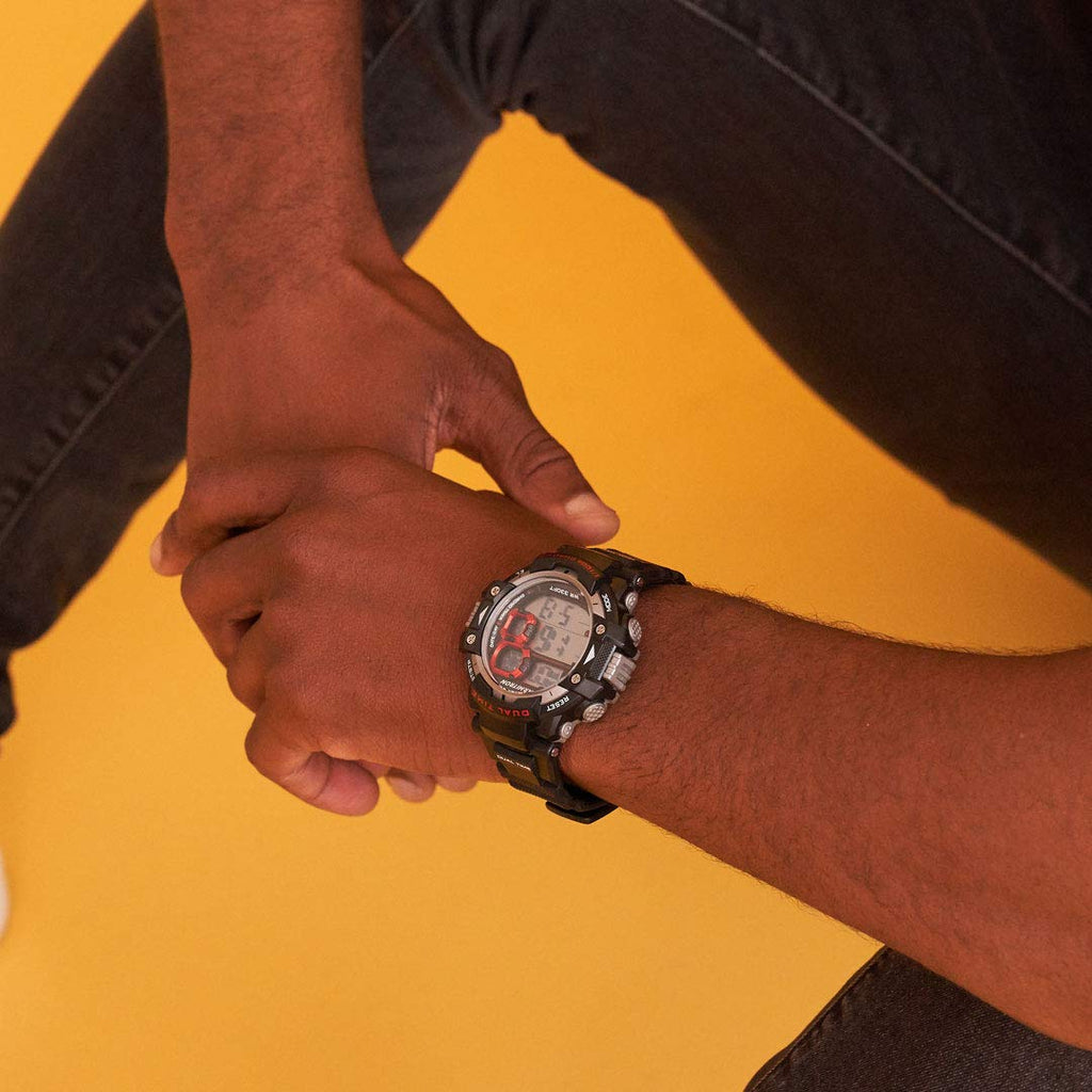 Armitron Sport Men's 40/8309RED Grey Cased Digital Chronograph Black Resin Strap Watch