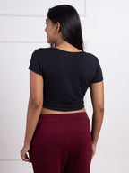 Nykd Stylish Crop Top For Women Wester Wear Short/Cap Sleeve, Round Neckline, Soft Modal Fabric T-Shirts & Tanks, Nyoe011, Jet B