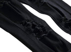 COOSVEN Men Ripped Jeans, Slim Fit Straight Leg, Denim Pants with Holes (Black499 - Stretch, 34)