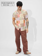 The Souled Store Spade Men and Boys Collared Neck Button Front Multicolor All Over Printed Cotton Half Sleeve Shirts