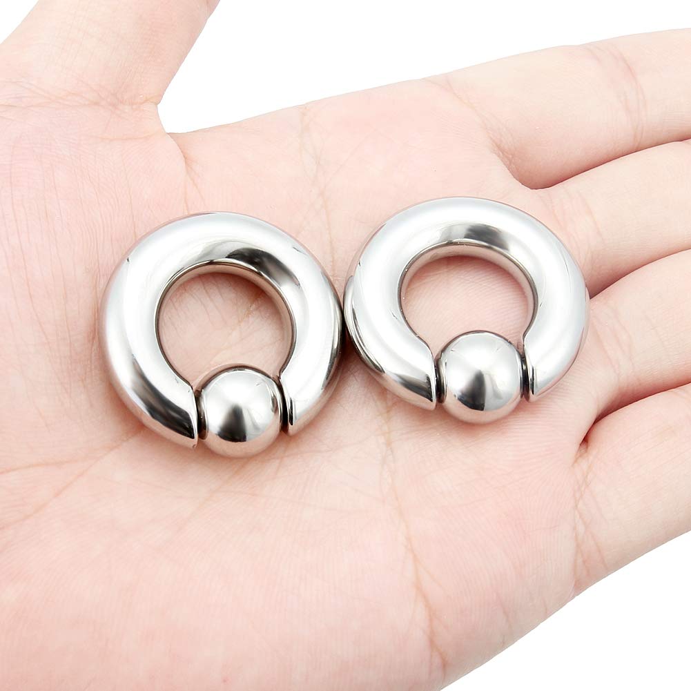 Ftovosyo PA Ring Captive Bead Rings Spring Action BCR Ball Rings 0G 316L Surgical Steel Pierced Body Jewelry for Women 2PCS 16mm