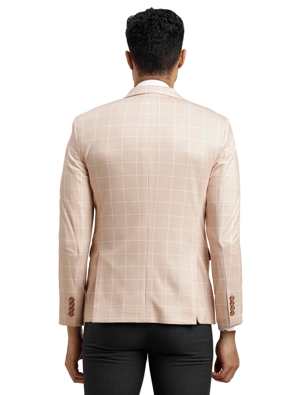 Turtle Men Knitted Checkered Beige Blazer