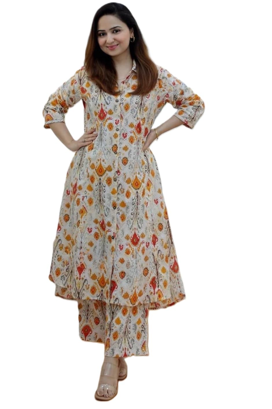 Leriya Fashion Womens Rayon Solid Regular Kurta Set (LF-W1814&TR871_Off White_M)