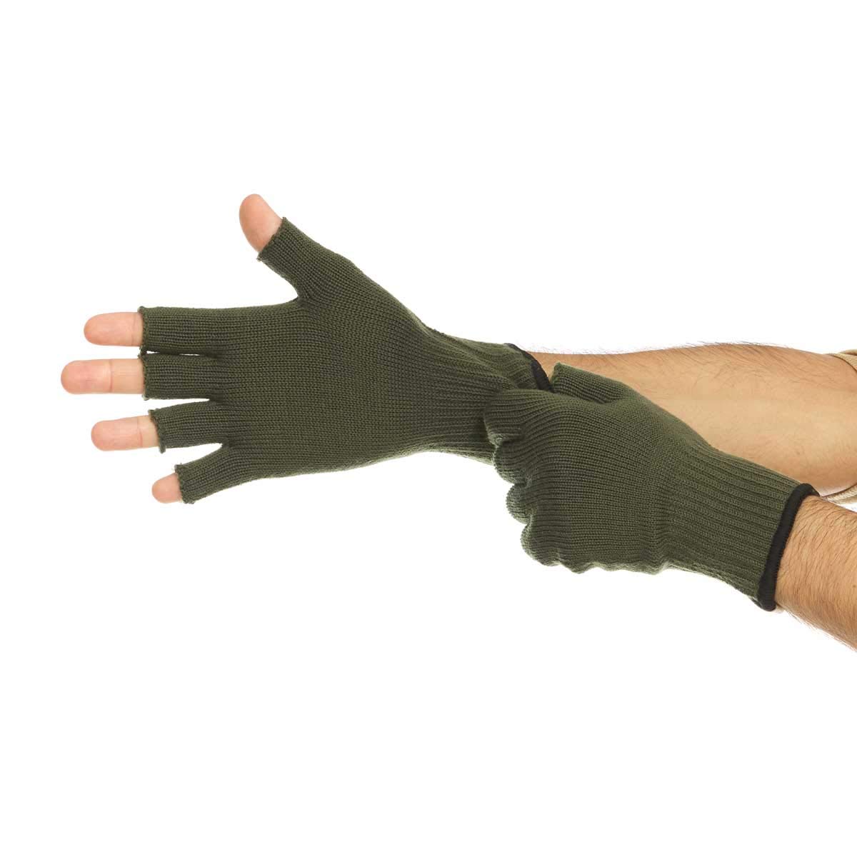 Minus33 Merino Wool Fingerless Glove Liner Olive Drab Medium