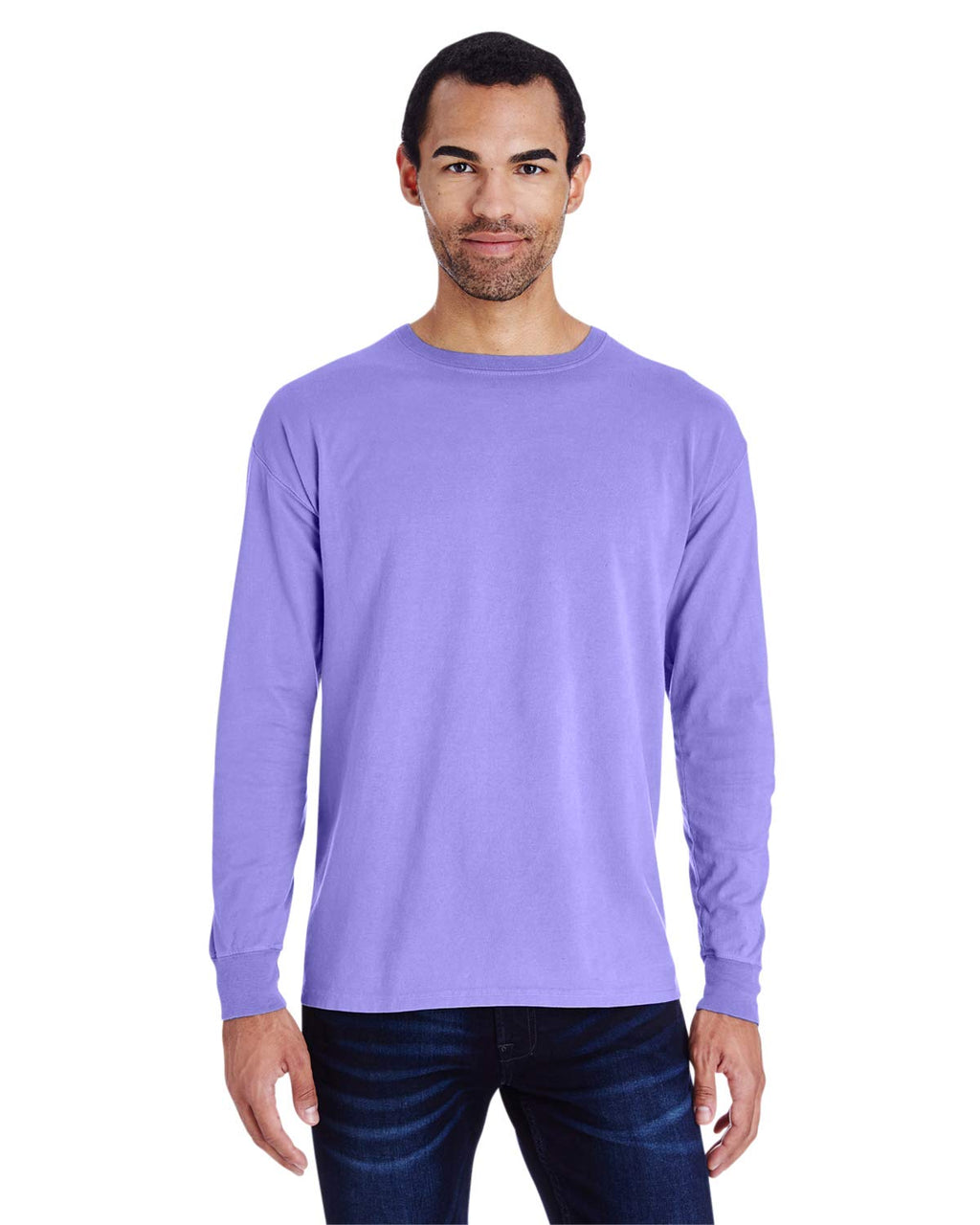 Unisex garment-Dyed Long-Sleeve T-Shirt - BLAcK - S(D0102H7DE08)