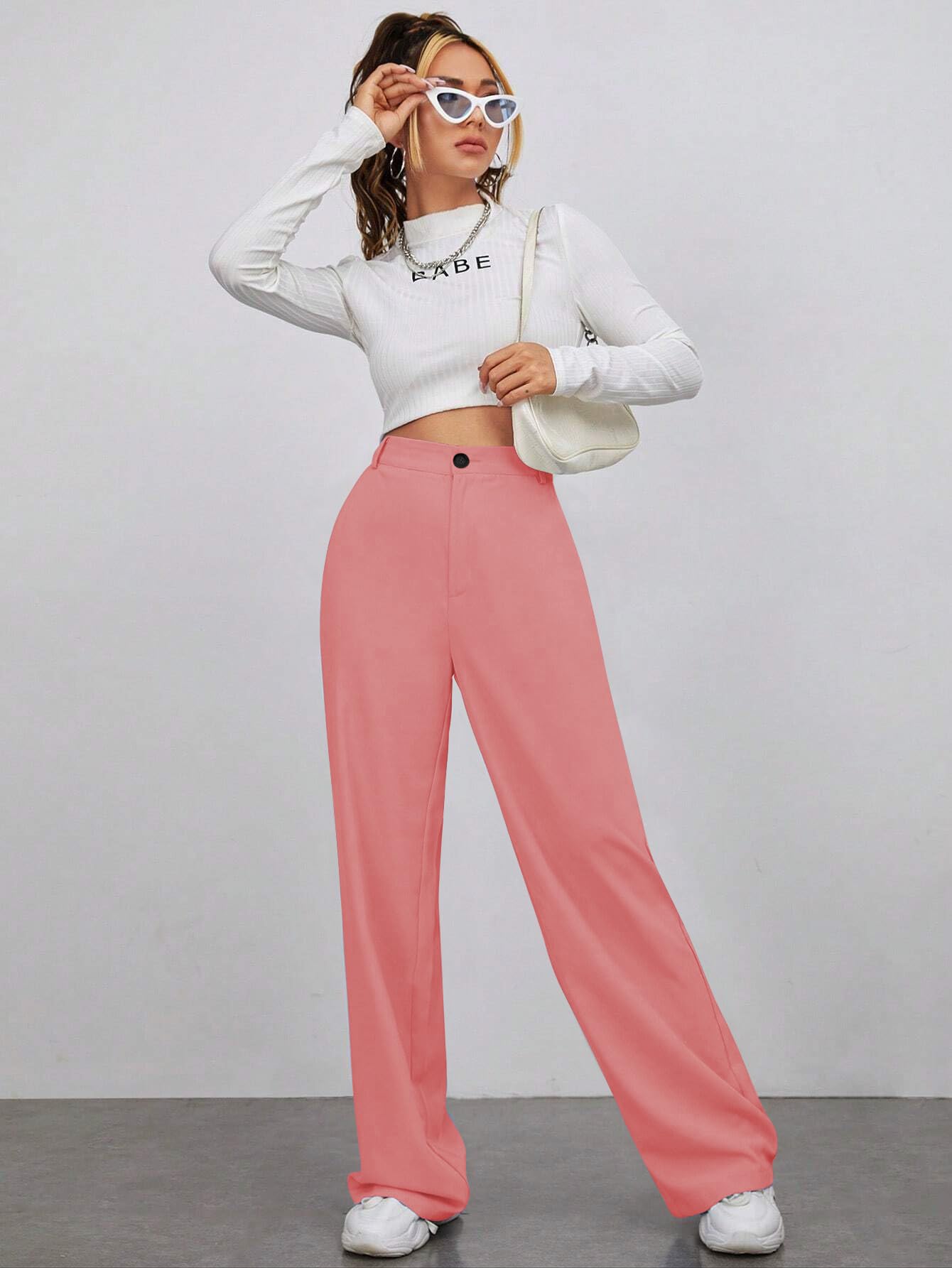 Toochki Trouser for Women | High Waist Trousers for Womens | Summer Track Pants | Casual Lycra Pant | Colors Peach