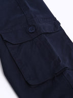 Dennis Lingo Solid Cotton Mens Casual Cargo Pant, Tapered Fit, Mid Rise, Ankle Length, Multi-Pocket Drawstring Stretchable Carg